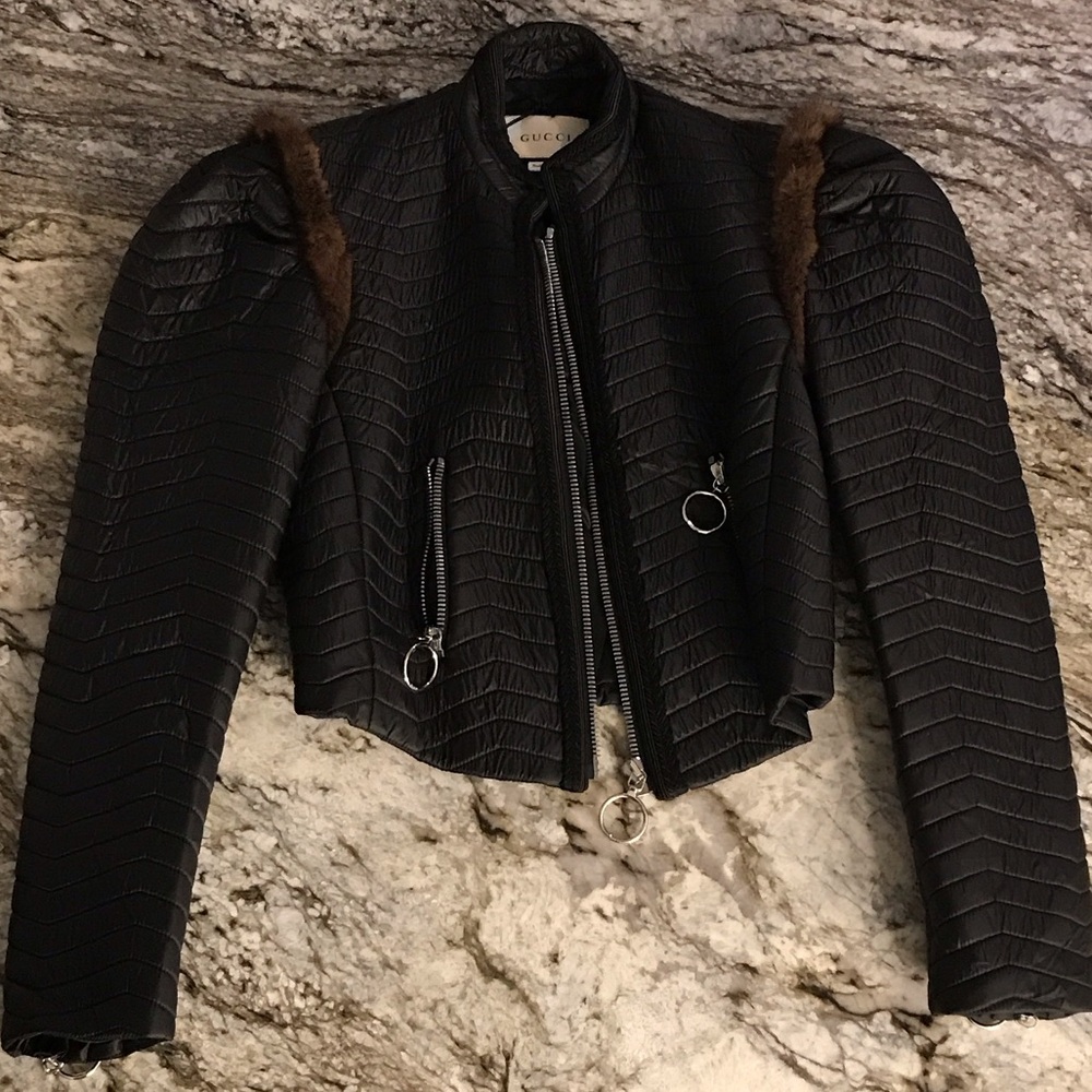 Gucci Black Textured polyester puffer